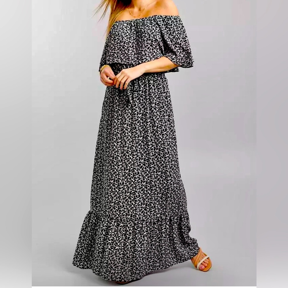 Floral Off The Shoulder Maxi Dress - Picture 1 of 14